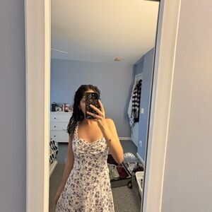 Floral White and Purple Dress